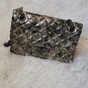 Black and gold chain purse